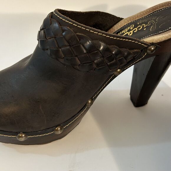 SBICCA Brown Braided Studded Leather Platform Mules w/4.5" Composite Heel 38/7.5 - Picture 4 of 10